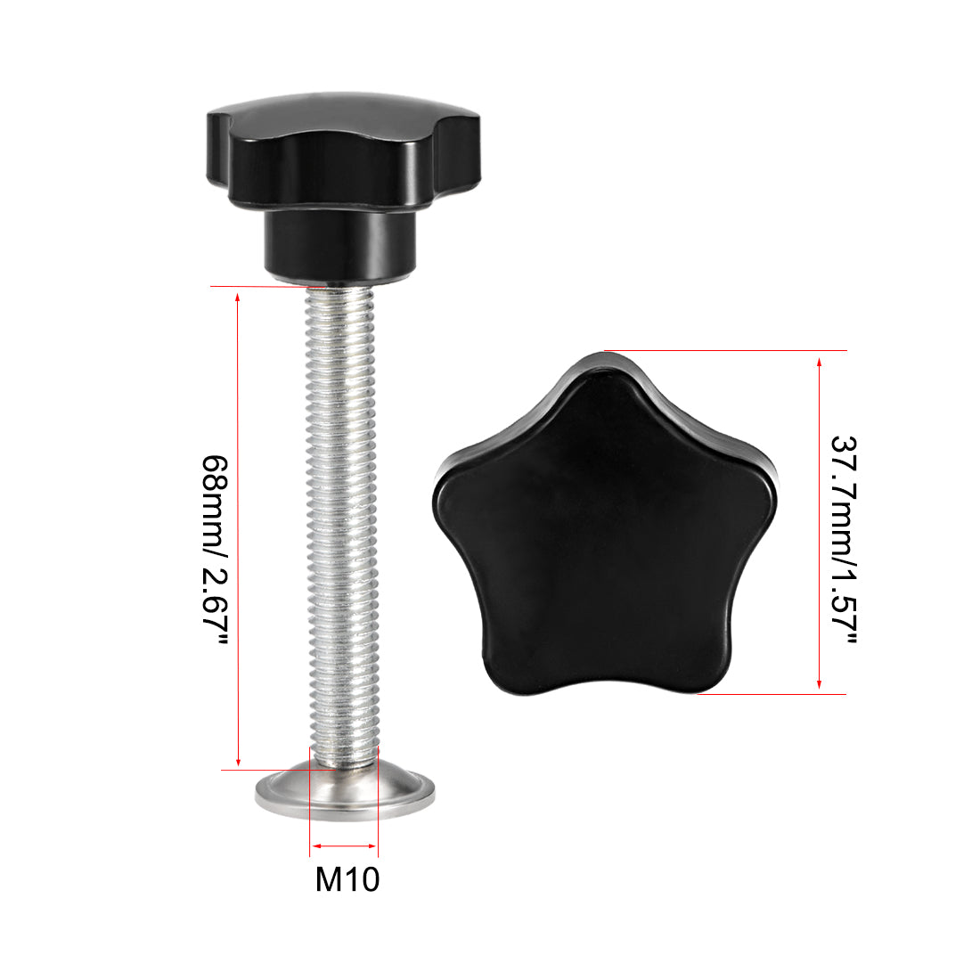 Harfington Five Pointed Star CNC Industrial Quick Removal Screw Knob Handle Grip 1 Pcs