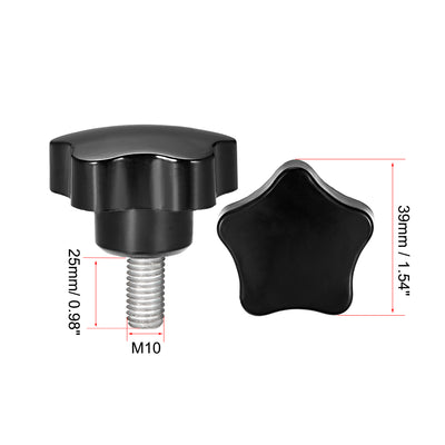 Harfington Star Knobs Grips Male Thread  Steel Zinc Stud Black Placement PP