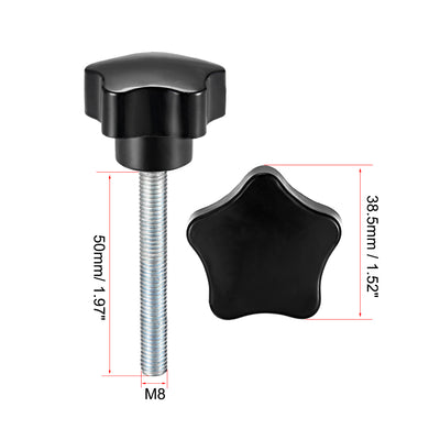 Harfington Star Knobs Grips Male Thread  Steel Zinc Stud Black Placement PP