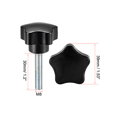 Harfington 5 Pcs Star Knobs Grip Male Thread  Steel Zinc Stud Replacement PP