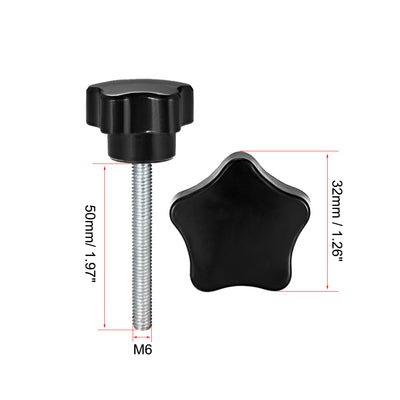 Harfington 5 Pcs Star Knobs Grip Male Thread  Steel Zinc Stud Replacement PP