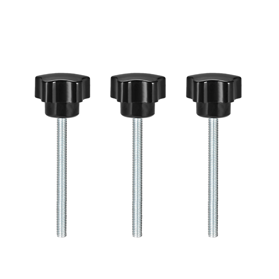 Harfington 3 Pcs Star Knob Grip Male Thread  Steel Zinc Stud Black PP