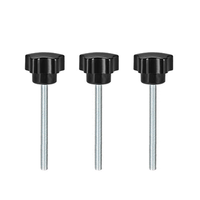 Harfington 3 Pcs Star Knob Grip Male Thread  Steel Zinc Stud Black PP