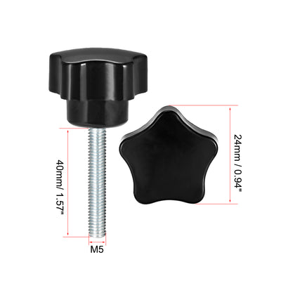 Harfington Star Knobs Grips Male Thread  Steel Zinc Stud Black Placement PP
