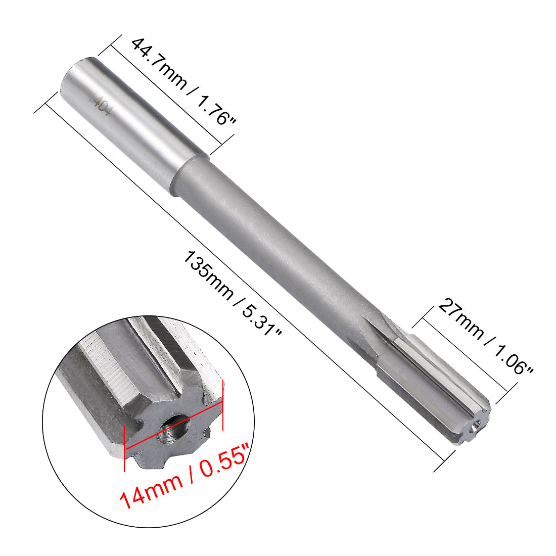 Harfington Straight Shank HSS D4 Chucking Reamer Machine Milling Cutter Tool