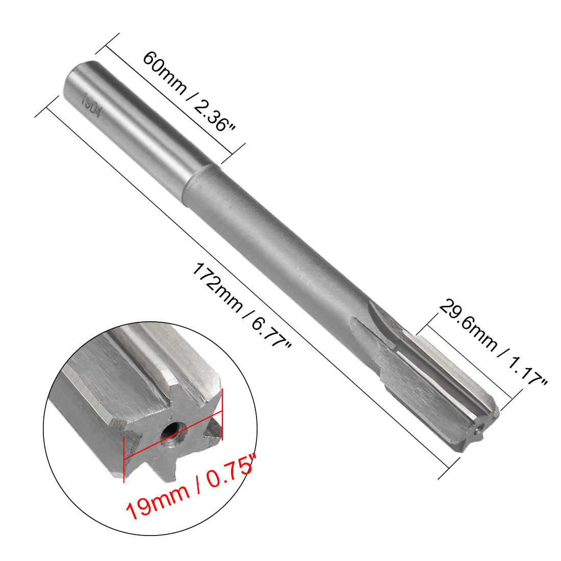 Harfington Straight Shank HSS D4 Chucking Reamer Machine Milling Cutter Tool