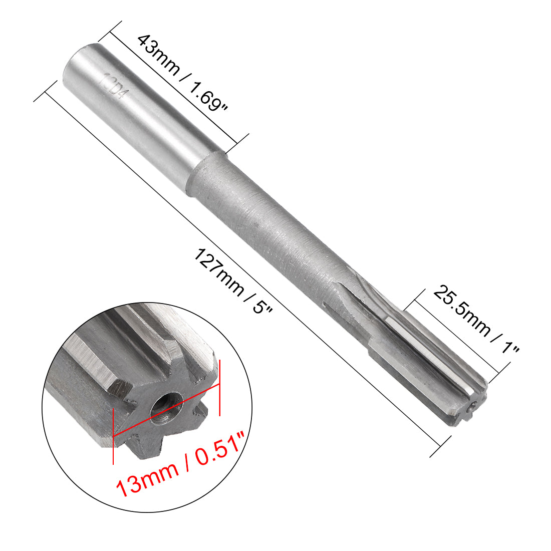 Harfington Straight Shank HSS D4 Chucking Reamer Machine Milling Cutter Tool