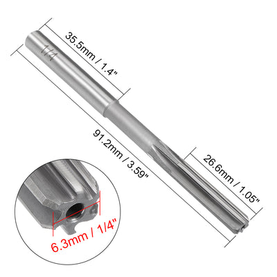 Harfington 1/4" Chucking Reamer HSS H7 6 Straight Flutes Machine Milling Cutter Tool