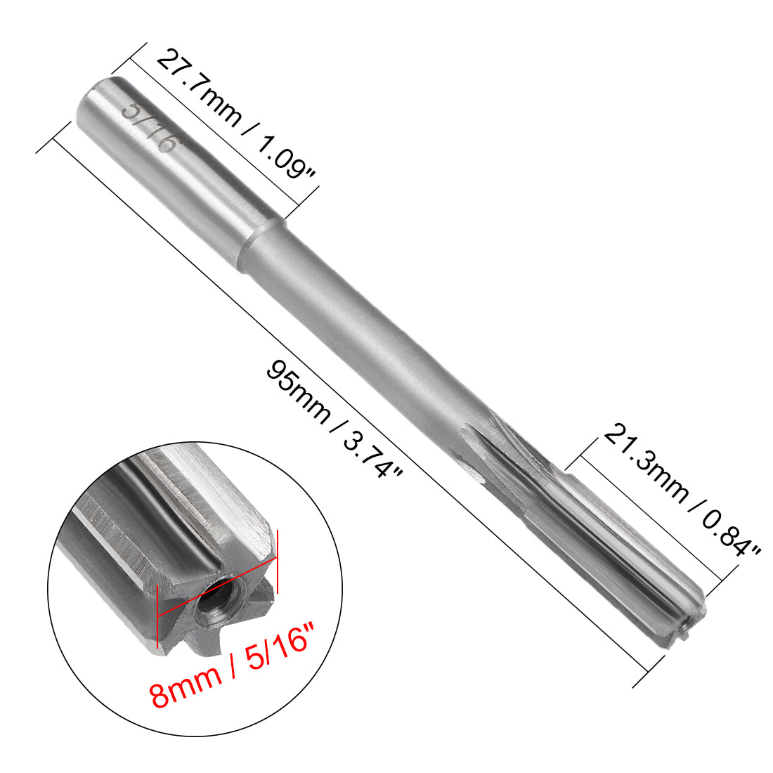 Harfington Straight Shank HSS H7 Chucking Reamer Machine Milling Cutter