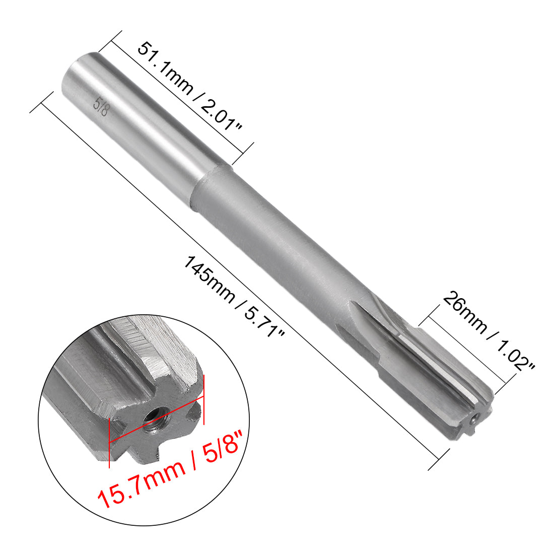 Harfington Straight Shank HSS H7 Chucking Reamer Machine Milling Cutter