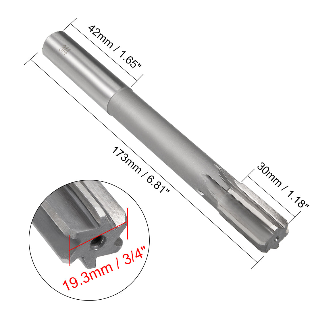 Harfington Straight Shank HSS H7 Chucking Reamer Machine Milling Cutter