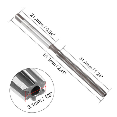 Harfington 1/8" Hand Reamer HSS H7 6 Straight Flutes Milling Cutter Tool