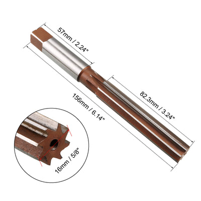 Harfington 5/8" Hand Reamer HSS H7 8 Straight Flutes Milling Cutter Tool