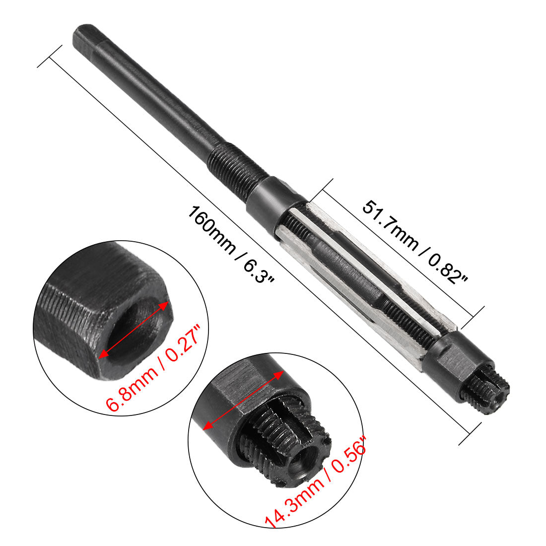 Harfington HSS Square End Adjustable Hand Reamer Metal Hole Cutting Tool Adjustment Range