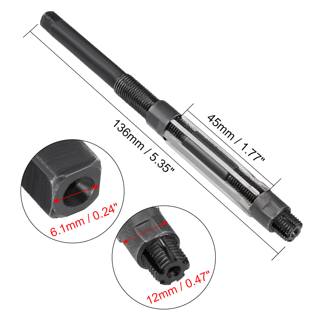 Harfington HSS Square End Adjustable Hand Reamer Metal Hole Cutting Tool Adjustment Range