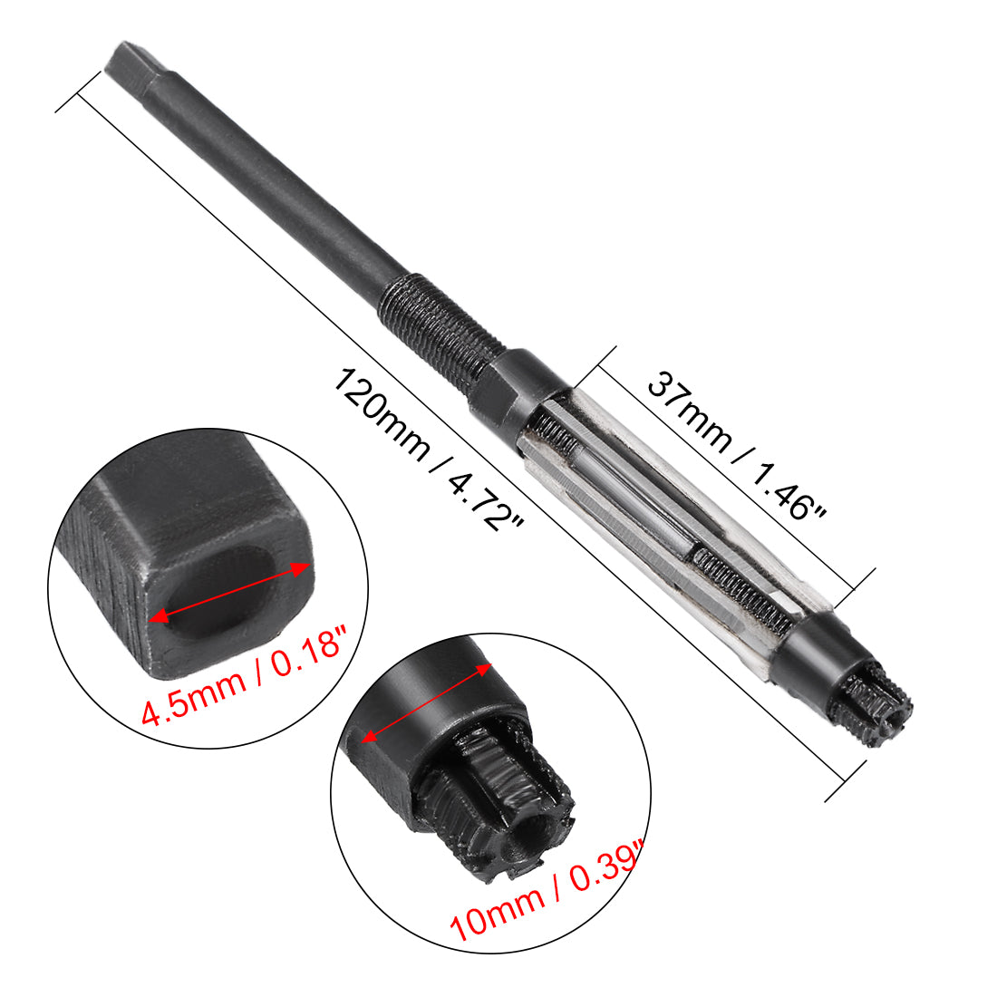 Harfington HSS Square End Adjustable Hand Reamer Metal Hole Cutting Tool Adjustment Range
