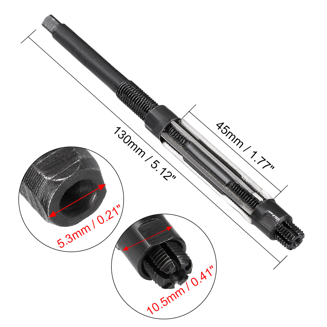 Harfington HSS Square End Adjustable Hand Reamer Metal Hole Cutting Tool Adjustment Range