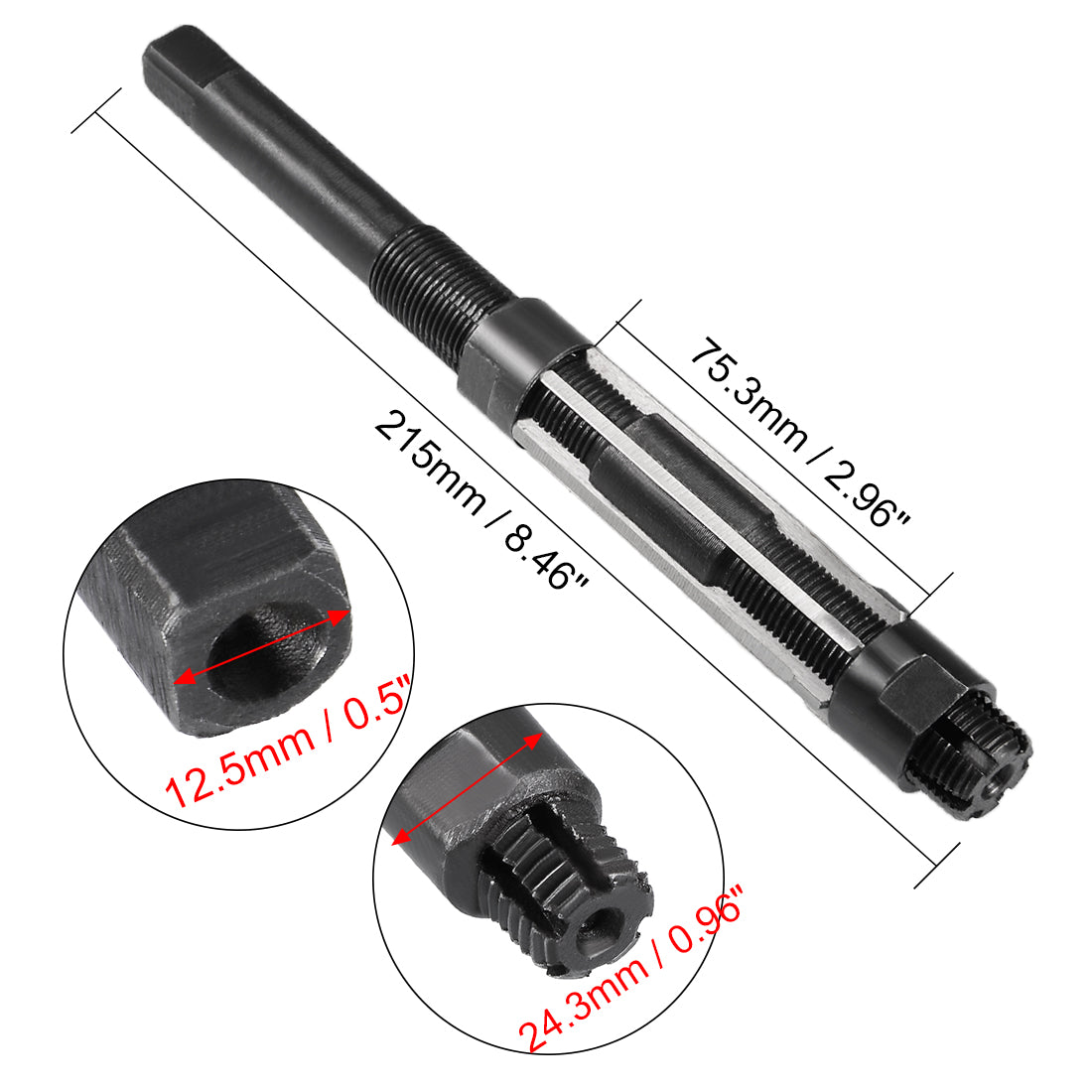 Harfington HSS Square End Adjustable Hand Reamer Metal Hole Cutting Tool Adjustment Range