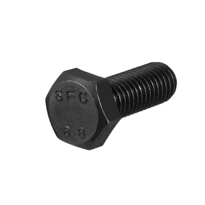 Harfington M10x20mm Hex Head Screw Bolts Fastener Grade 8.8 Carbon Steel Black 25pcs