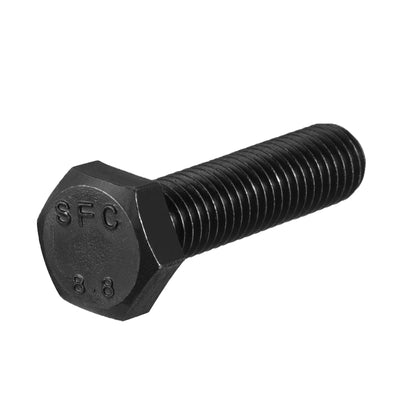 Harfington M10x45mm Hex Head Screw Bolts Fastener Grade 8.8 Carbon Steel Black 8pcs