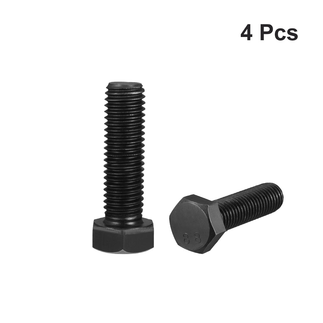 Harfington M12x40mm Hex Head Screw Bolts Fastener Grade 8.8 Carbon Steel Black 4pcs
