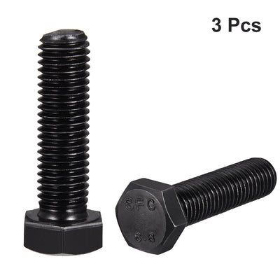 Harfington M14x50mm Hex Head Screw Bolts Fastener Grade 8.8 Carbon Steel Black 3pcs