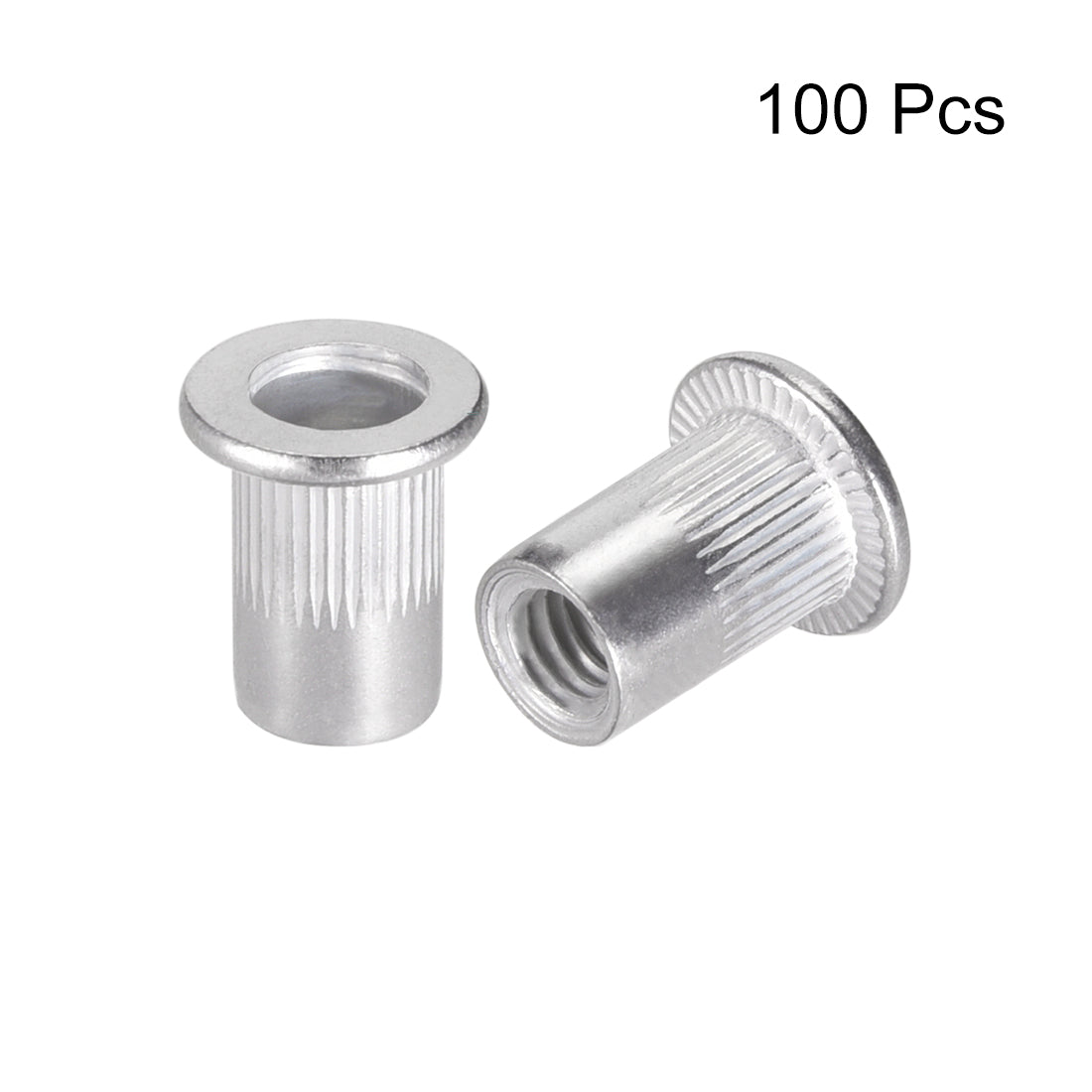 Harfington M6 Aluminum Alloy Rivet Nuts Flat Head Insert Nutsert 100 Pcs