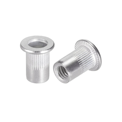 Harfington M6 Aluminum Alloy Rivet Nuts Flat Head Insert Nutsert 100 Pcs