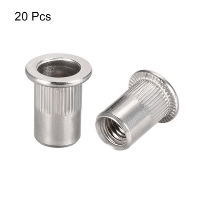 Harfington M8 304 Stainless Steel Rivet Nuts Flat Head Insert  20 Pcs