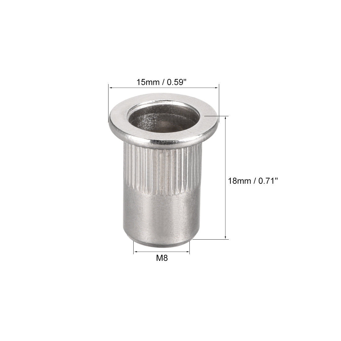 Harfington M8 304 Stainless Steel Rivet Nuts Flat Head Insert  20 Pcs