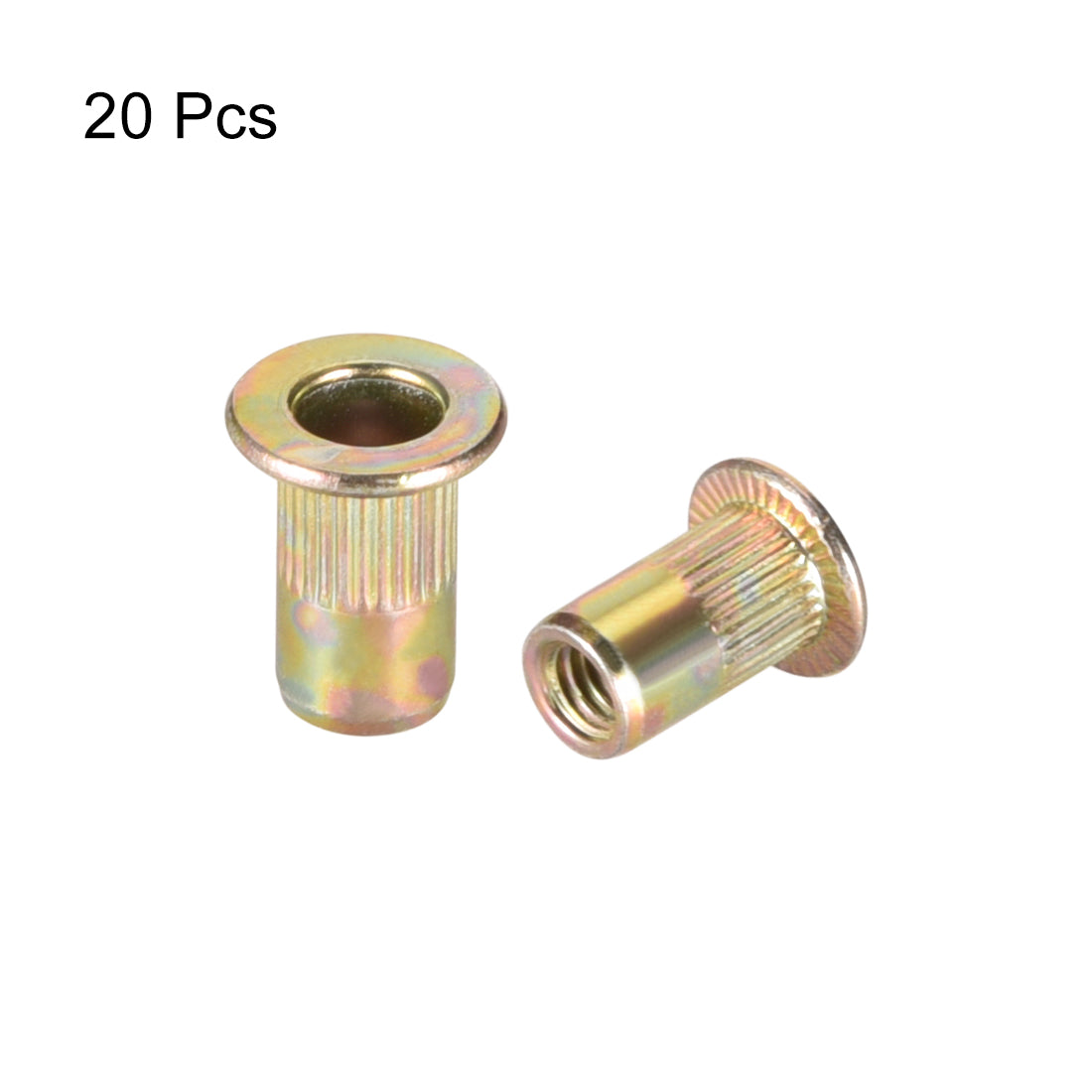 Harfington M4 Carbon Steel Rivet Nuts Flat Head Insert Dadi Yellow Zinc Plated 20 Pcs