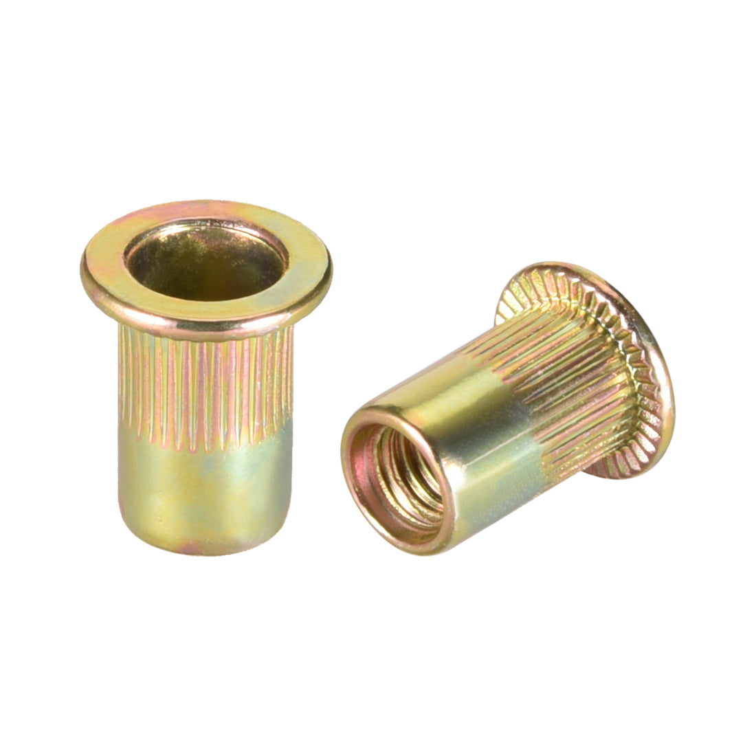 Harfington M6 Carbon Steel Rivet Nuts Flat Head Insert Dadi Yellow Zinc Plated 100 Pcs