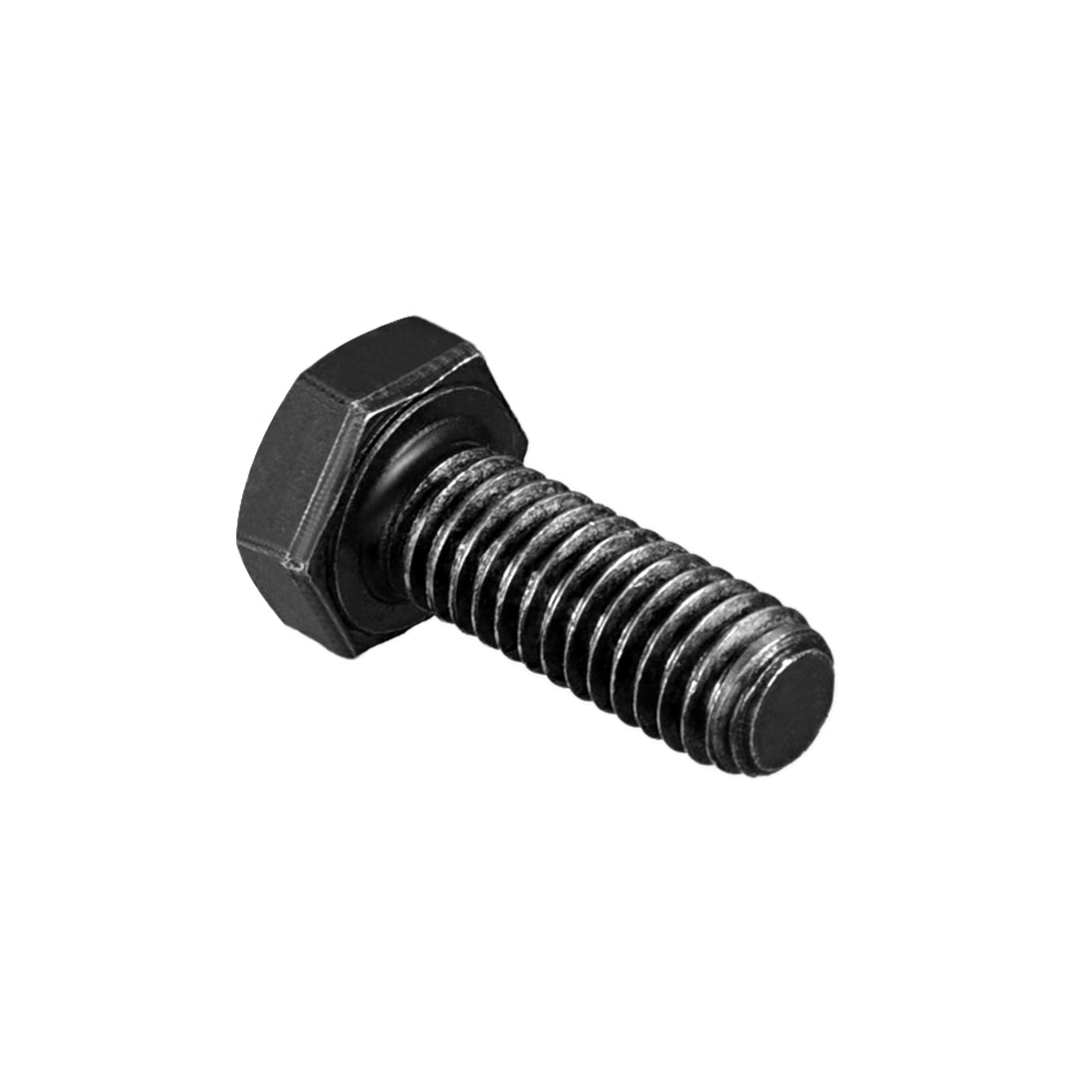 Harfington M6x16mm Hex Head Left Hand Screw Bolts Fastener Carbon Steel Black 5pcs