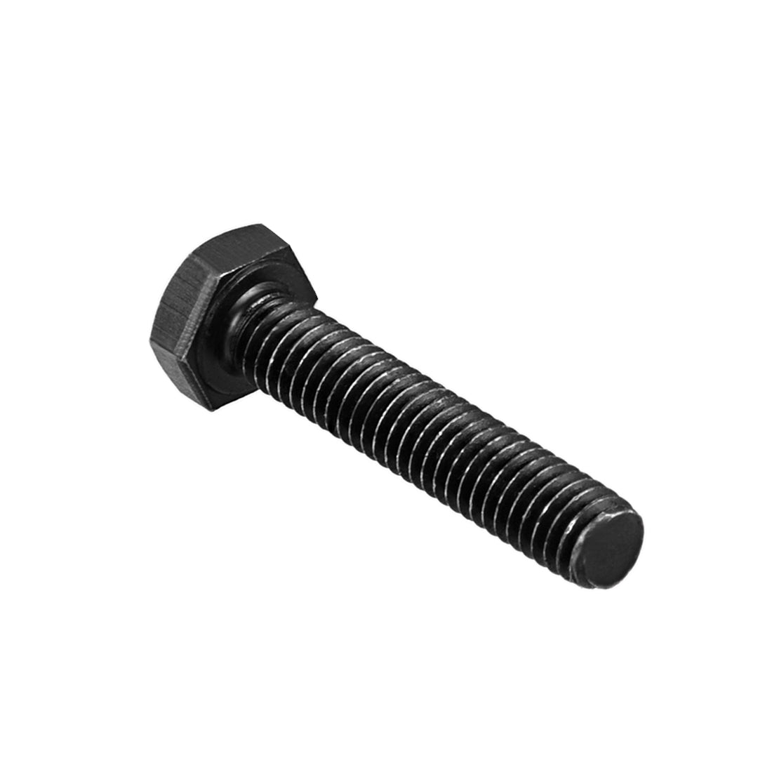 Harfington M6x30mm Hex Head Left Hand Screw Bolts Fastener Carbon Steel Black 5pcs