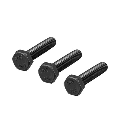 Harfington M6x25mm Hex Head Left Hand Screw Bolts Fastener Carbon Steel Black 3pcs