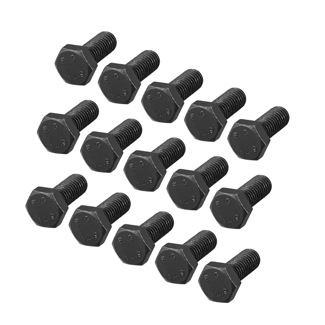 Harfington M8x20mm Hex Head Left Hand Screw Bolts Fastener Carbon Steel Black 15pcs