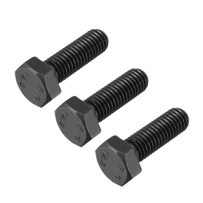 Harfington M8x25mm Hex Head Left Hand Screw Bolts Fastener Carbon Steel Black 3pcs