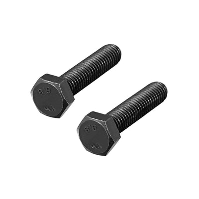 Harfington M8x35mm Hex Head Left Hand Screw Bolts Fastener Carbon Steel Black 2pcs