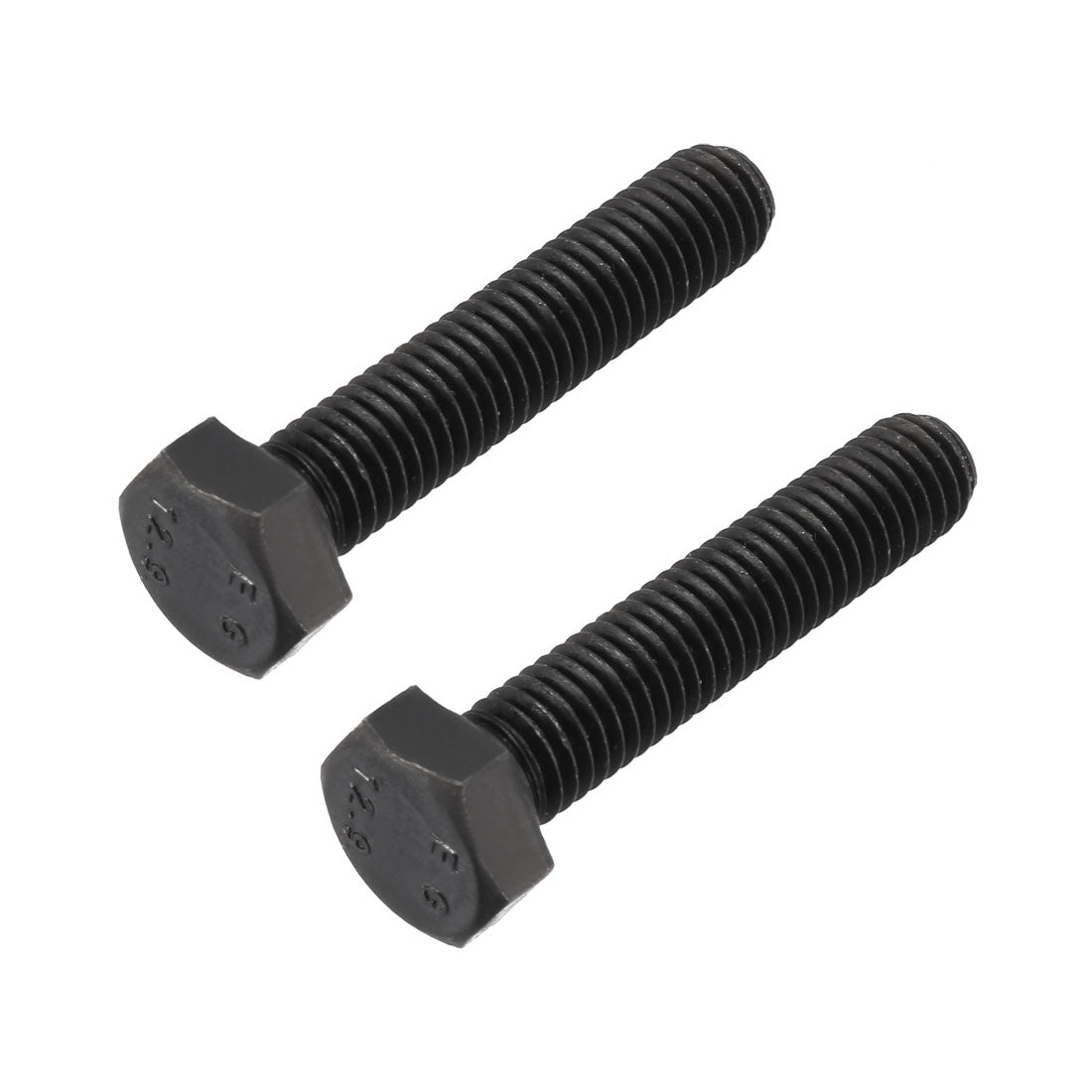 Harfington M8x40 mm Hex Head Left Hand Screw Bolts Fastener Carbon Steel Black 2pcs