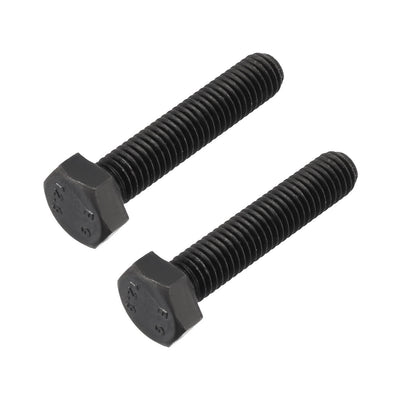 Harfington M8x40 mm Hex Head Left Hand Screw Bolts Fastener Carbon Steel Black 2pcs