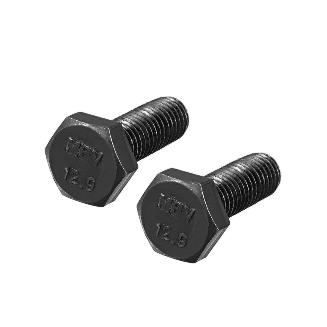 Harfington M10x30mm Hex Head Left Hand Screw Bolts Fastener Carbon Steel Black 2pcs