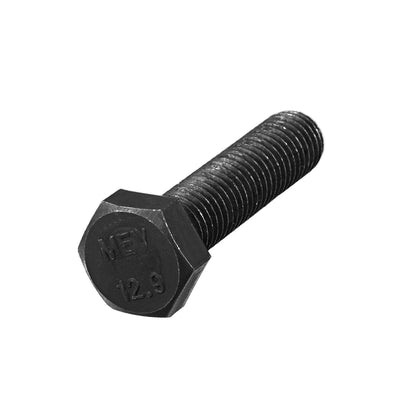 Harfington M12x50mm Hex Head Left Hand Screw Bolts Fastener Carbon Steel Black pcs