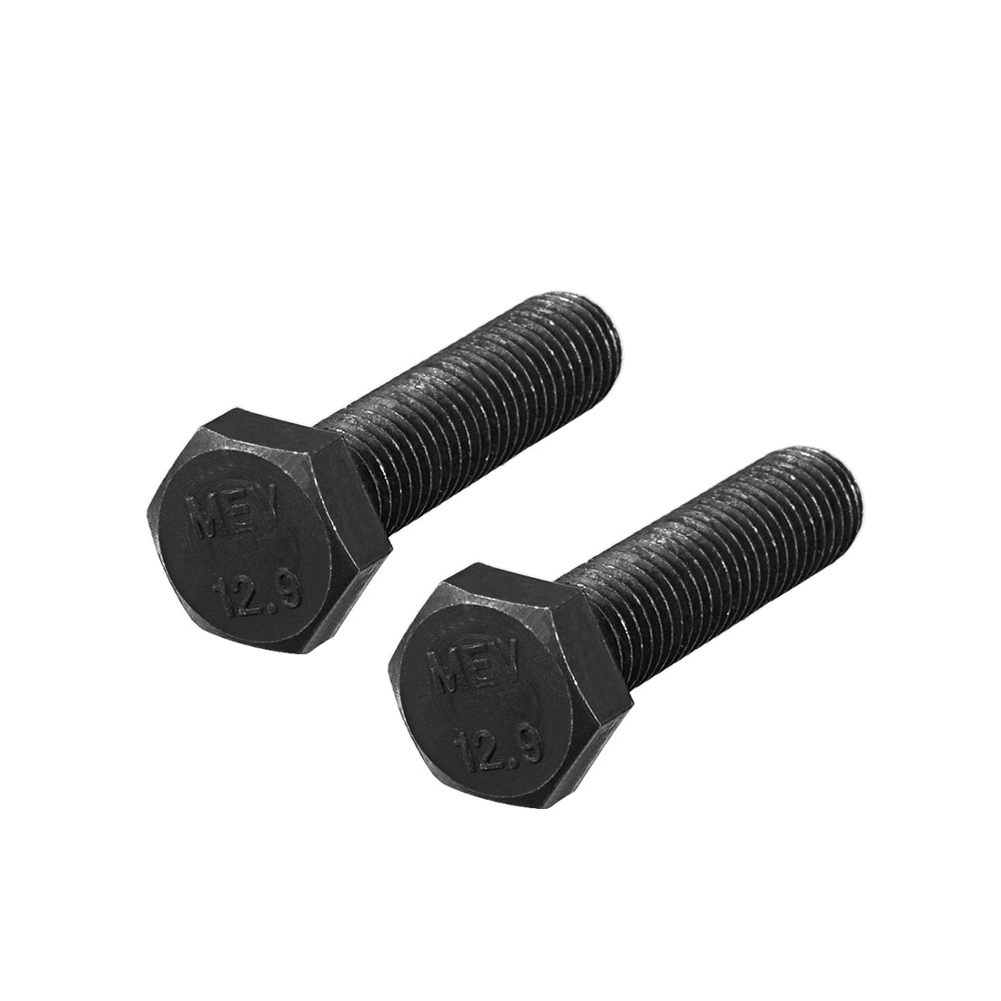 Harfington M12x50mm Hex Head Left Hand Screw Bolts Fastener Carbon Steel Black 2 pcs