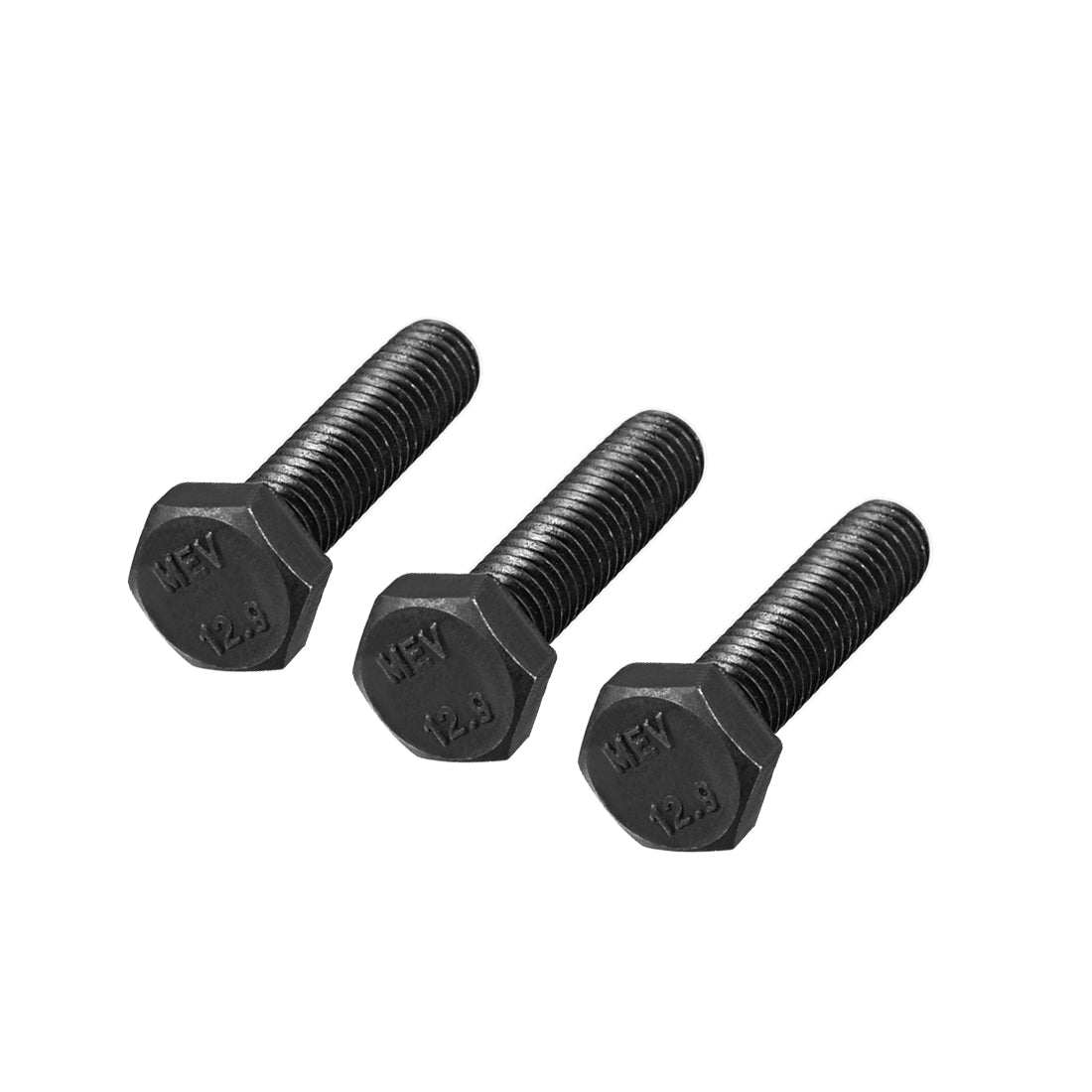 Harfington M6x20 mm Hex Head Left Hand Screw Bolts Fastener Carbon Steel Black 3pcs