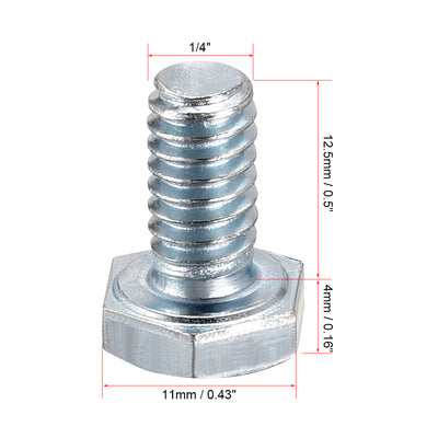 Harfington Hex Head Screw Bolts Carbon Steel 1/4"-20x1/2" Fastener Grade 5 UNC 20pcs