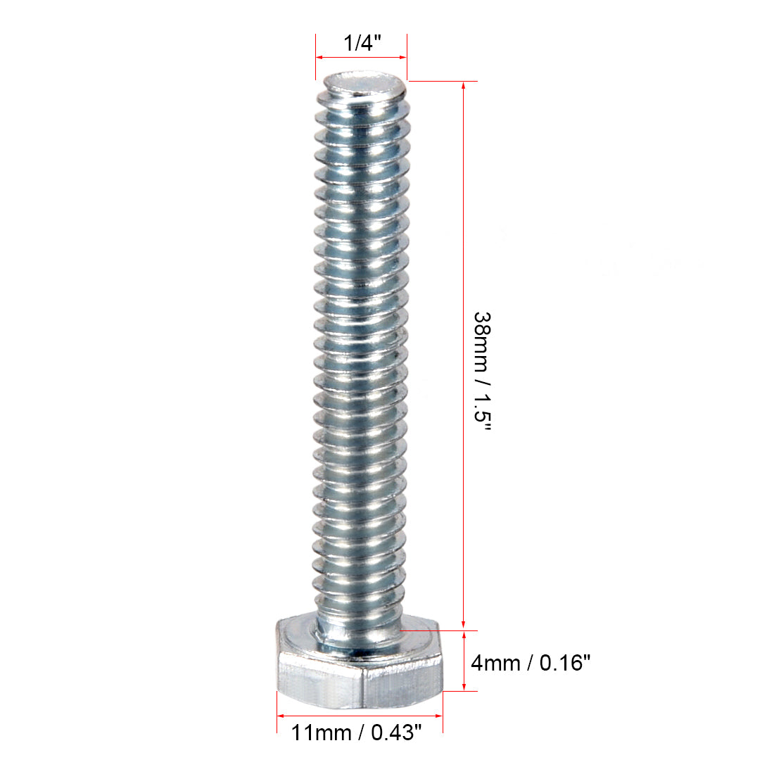 Harfington Hex Head Screw Bolts Carbon Steel 1/4"-20x1-1/2" Fastener Grade 5 UNC 20pcs