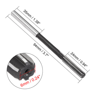 Harfington 6mm Chucking Reamer HSS H7 6 Straight Flutes Machine Milling Cutter Tool
