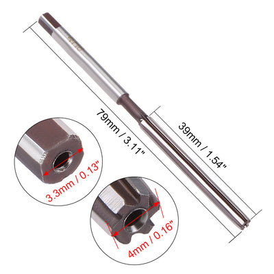 Harfington 4mm Hand Reamer Alloy Tool Steel H8 6 Straight Flutes Milling Cutter Tool