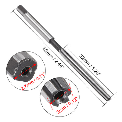Harfington 3mm Hand Reamer Alloy Tool Steel H8 6 Straight Flutes Milling Cutter Tool