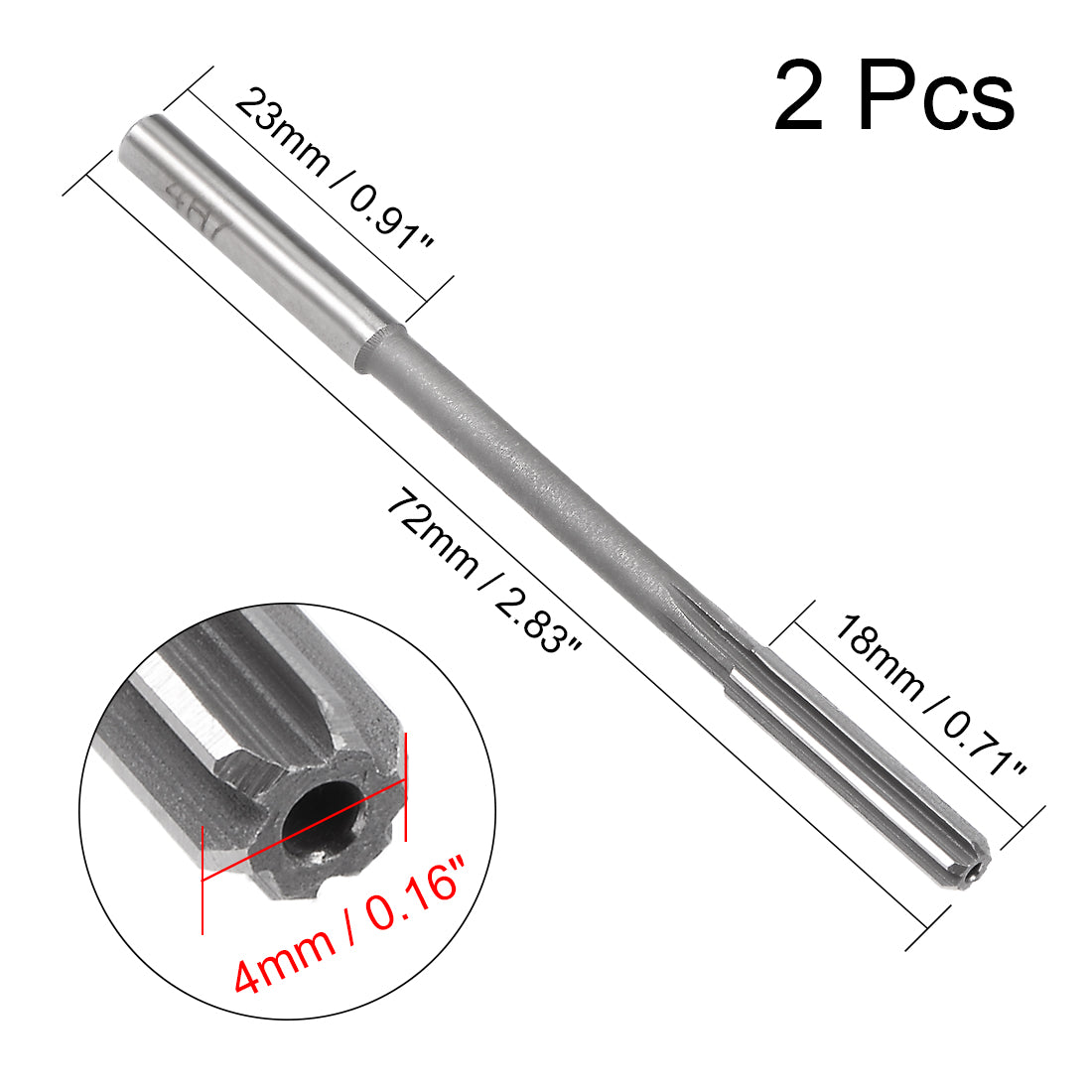 Harfington Straight Shank HSS H7 Chucking Reamer Machine Milling Cutter Tool 2Pcs